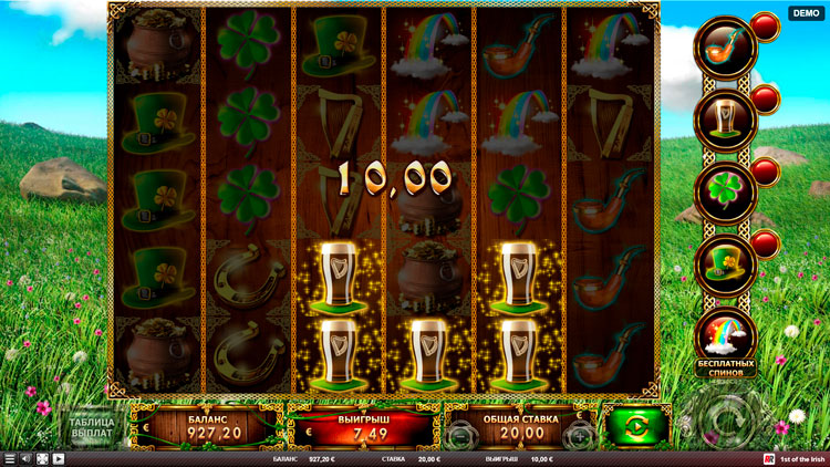 Winning combination in 1st Of The Irish slot